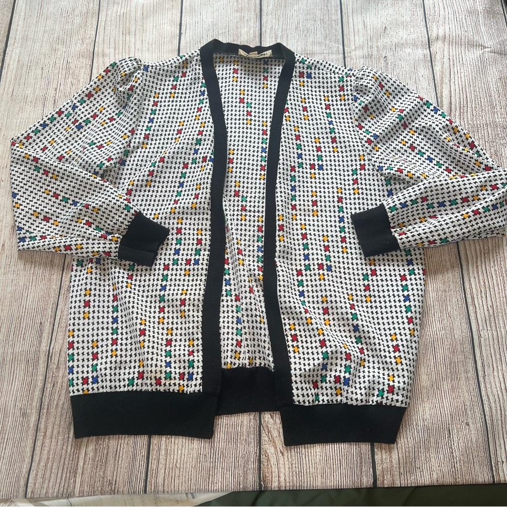 Vintage 80s Anastasia Open Front Cardigan Jacket Retro Women’s 10 (M/L) USA Made